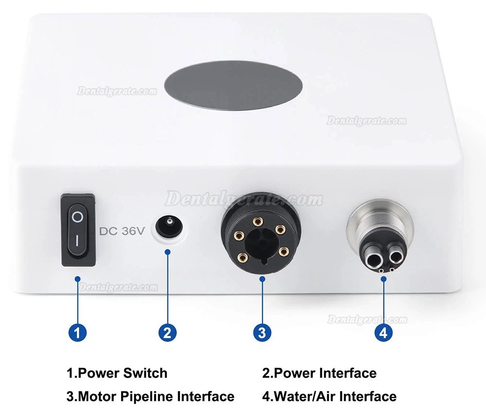 Dental LED B&uuml;rstenloser Mikromotor, 4 L&ouml;chern, drei Modi: 16:1 / 1:1 / 1:5